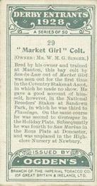 1928 Ogden's Derby Entrants #29 Market Girl Colt Back